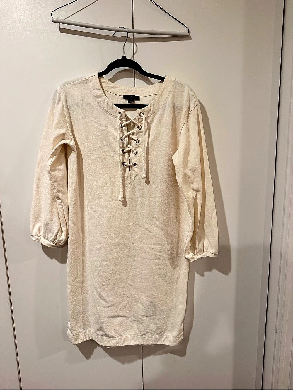 J.Crew Lace-Up Mini Dress in Cream Size XS